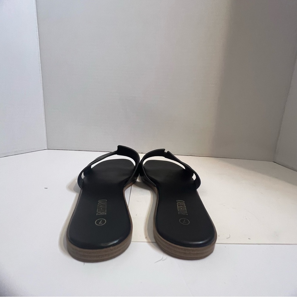 Women’s Flat Slip On Slide Sandals, Rihero , Black, Size 7 - Picture 3 of 8